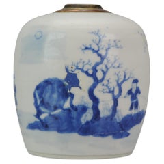 Antike, chinesische, 19. Jahrhundert, Porzellan, Bleu de Hue, Wasserpfeifen, vietnamesische Hookah