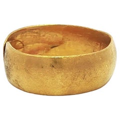 Anillo chino antiguo de oro amarillo de 24 quilates con banda flexible de 7,9 mm de ancho