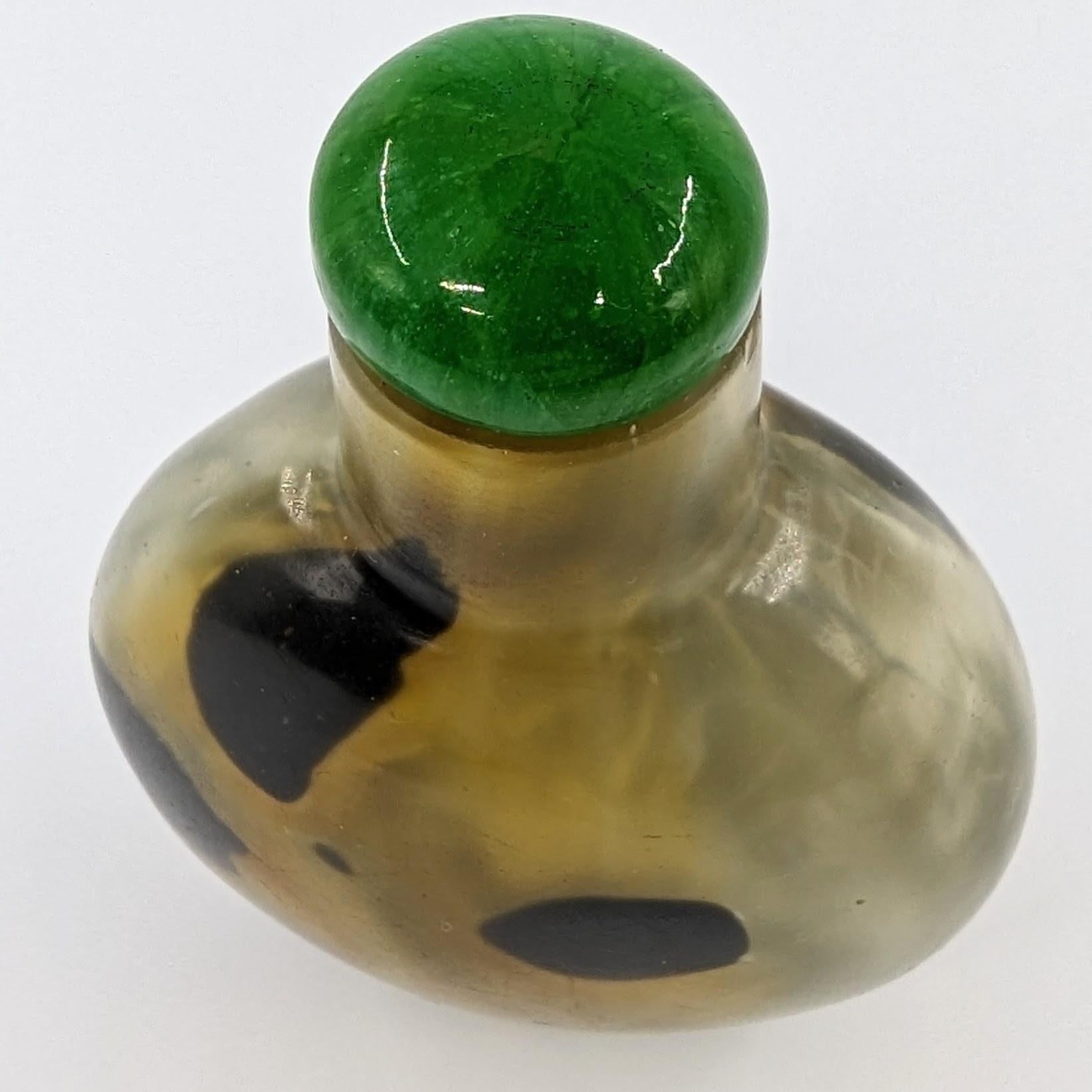 Antique Chinese 3 Color Liuli Glass Imitating Shadow Agate Snuff Bottle 19c Qing For Sale 3