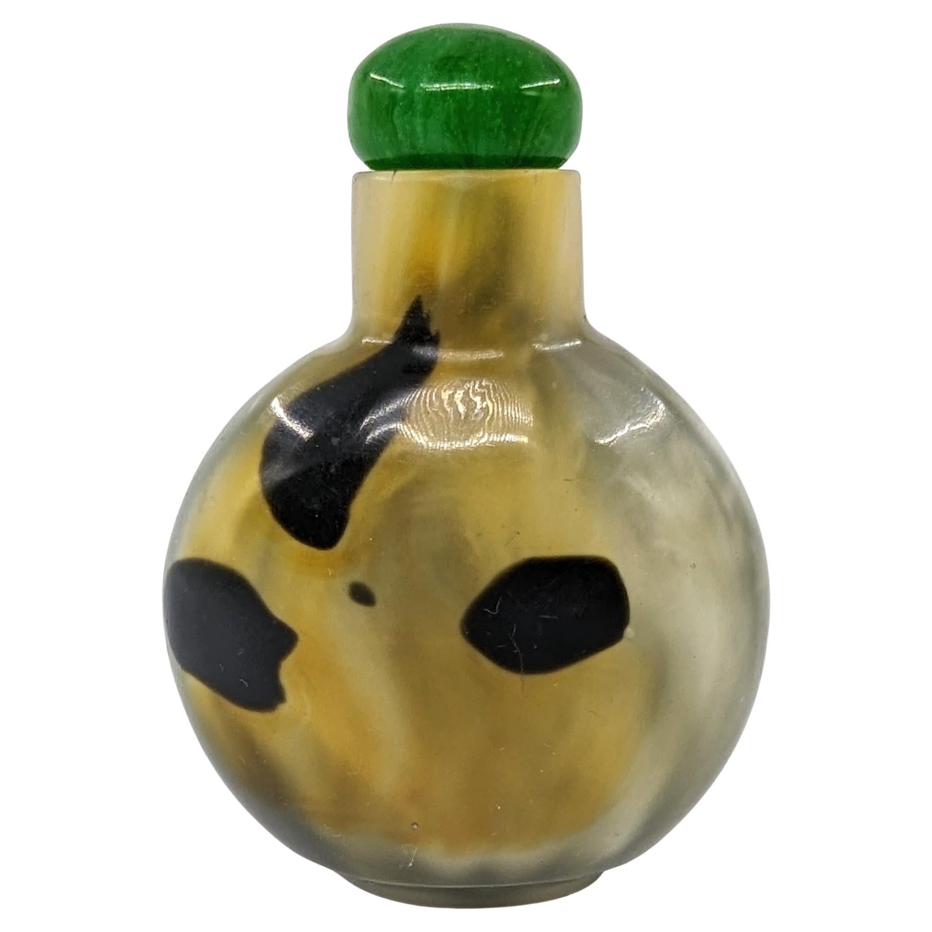 Antique Chinese 3 Color Liuli Glass Imitating Shadow Agate Snuff Bottle 19c Qing For Sale