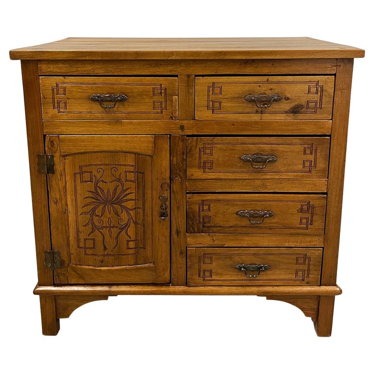 Ancienne commode/table d'appoint chinoise à 5 tiroirs Nam Mao 'Nam Wood ...