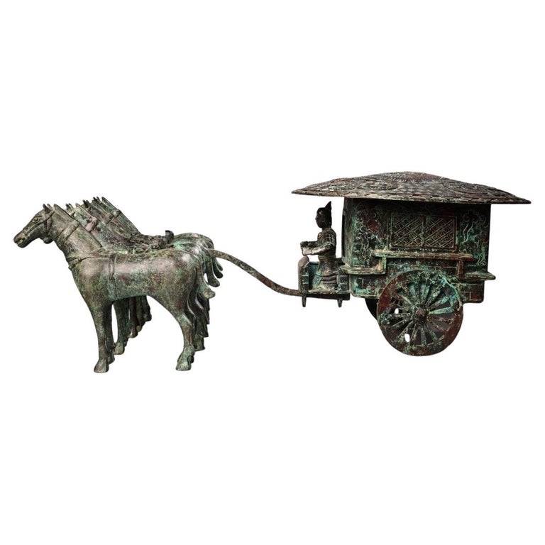 Chinese Bronze Cart with Horses Chinese Bronze Cart with Horses