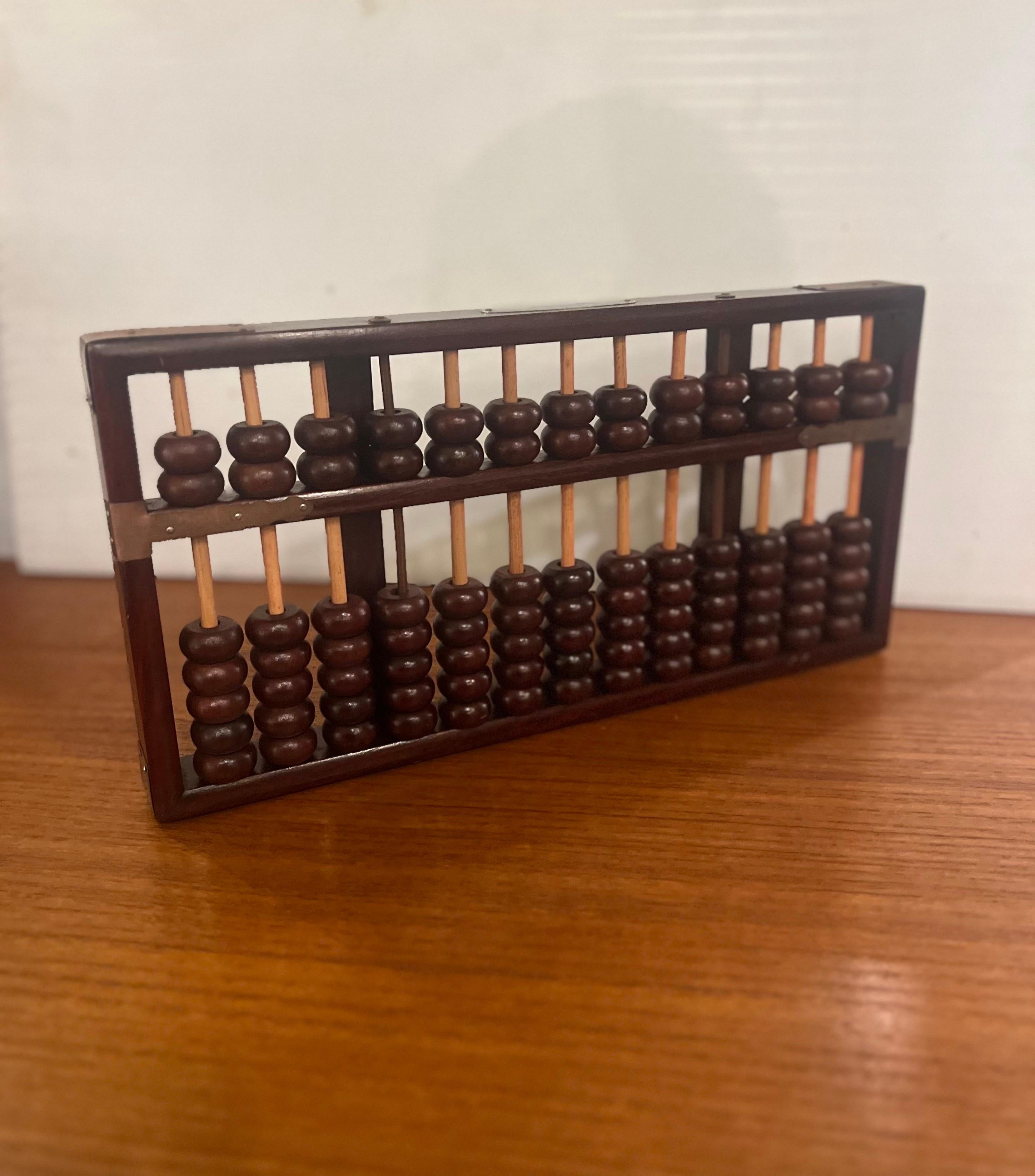 Antique Chinese Abacus in Mahogany with Brass Accents In Excellent Condition For Sale In San Diego, CA
