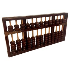 Abacus chinois ancien en acajou avec accents en laiton