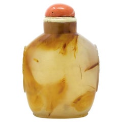 Antigua botella de rapé de ágata maestra china