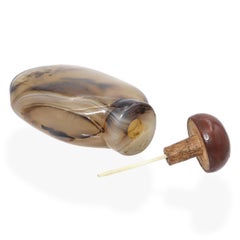 Antique Chinese Agate & Wood Snuff Bottle