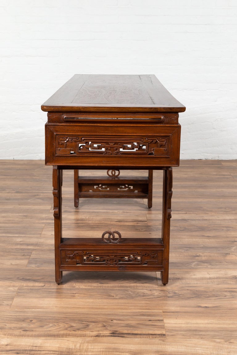 Overhung Console Table Antique Chinese Altar Console Table with Overhang Top and Open Fretwork ...