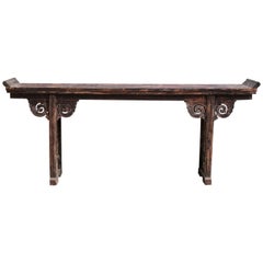 Antique Chinese Altar with Carved Bat Panel Legs