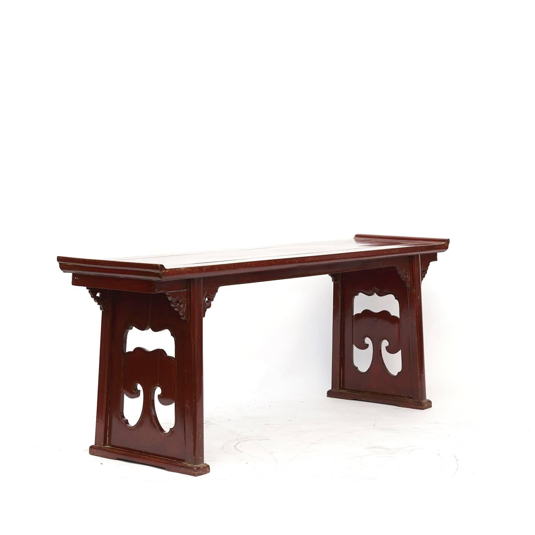 Qing Antique Chinese Alter Table in Original Red Lacquer, C 1820 - 1840