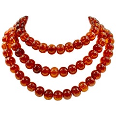 Antique Chinese Amber Court Necklace or Mala, 19th Century