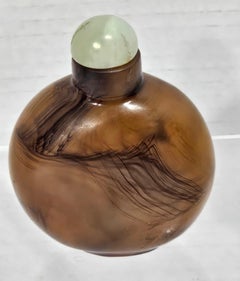 ANTIQUE CHINESE AMBER GLASS SNUFF BOTTLE Late 19th Century