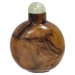 ANTIQUE CHINESE AMBER GLASS SNUFF BOTTLE Late 19th Century