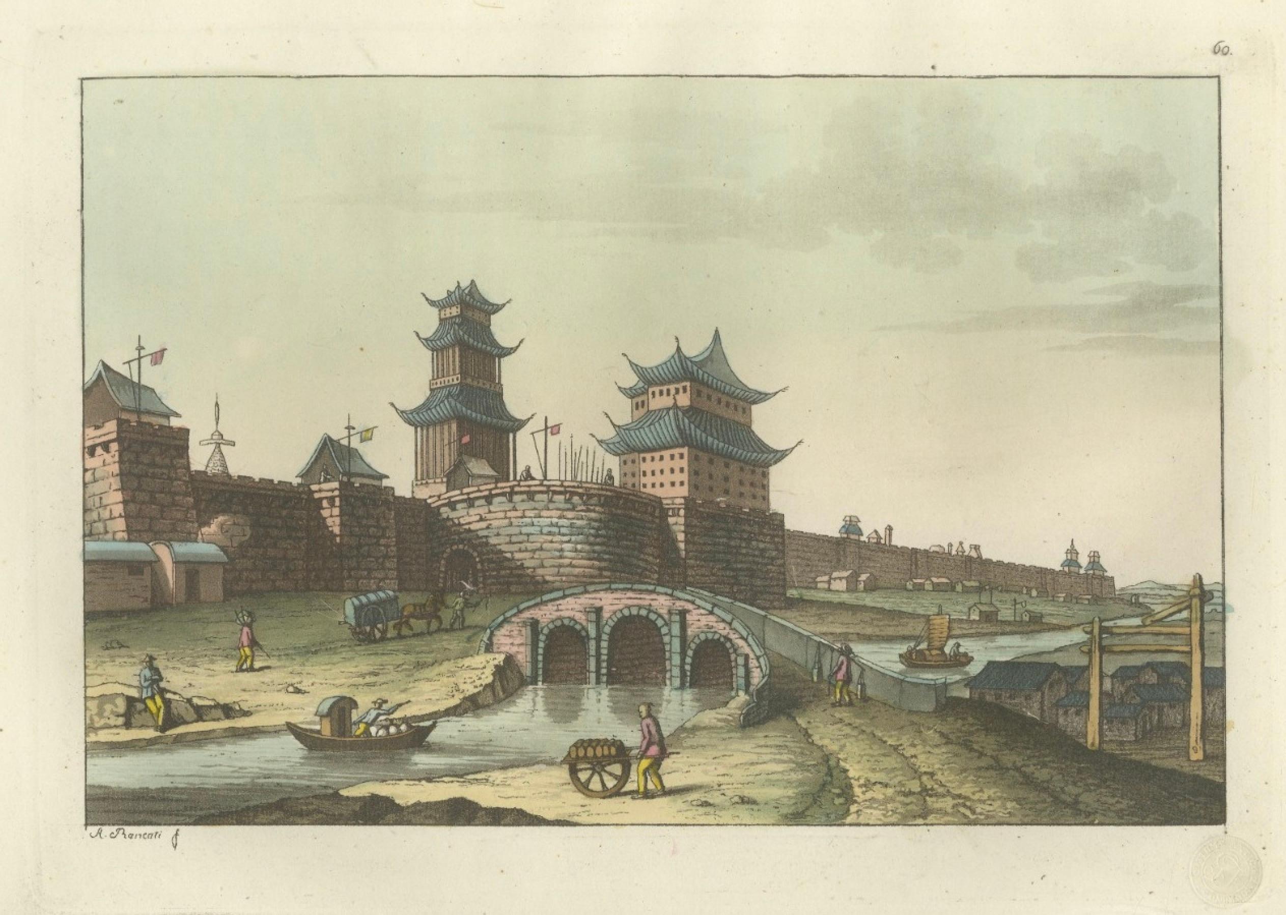 Antique Chinese Architecture & Landscape Engravings, Ferrario China Views, 1815