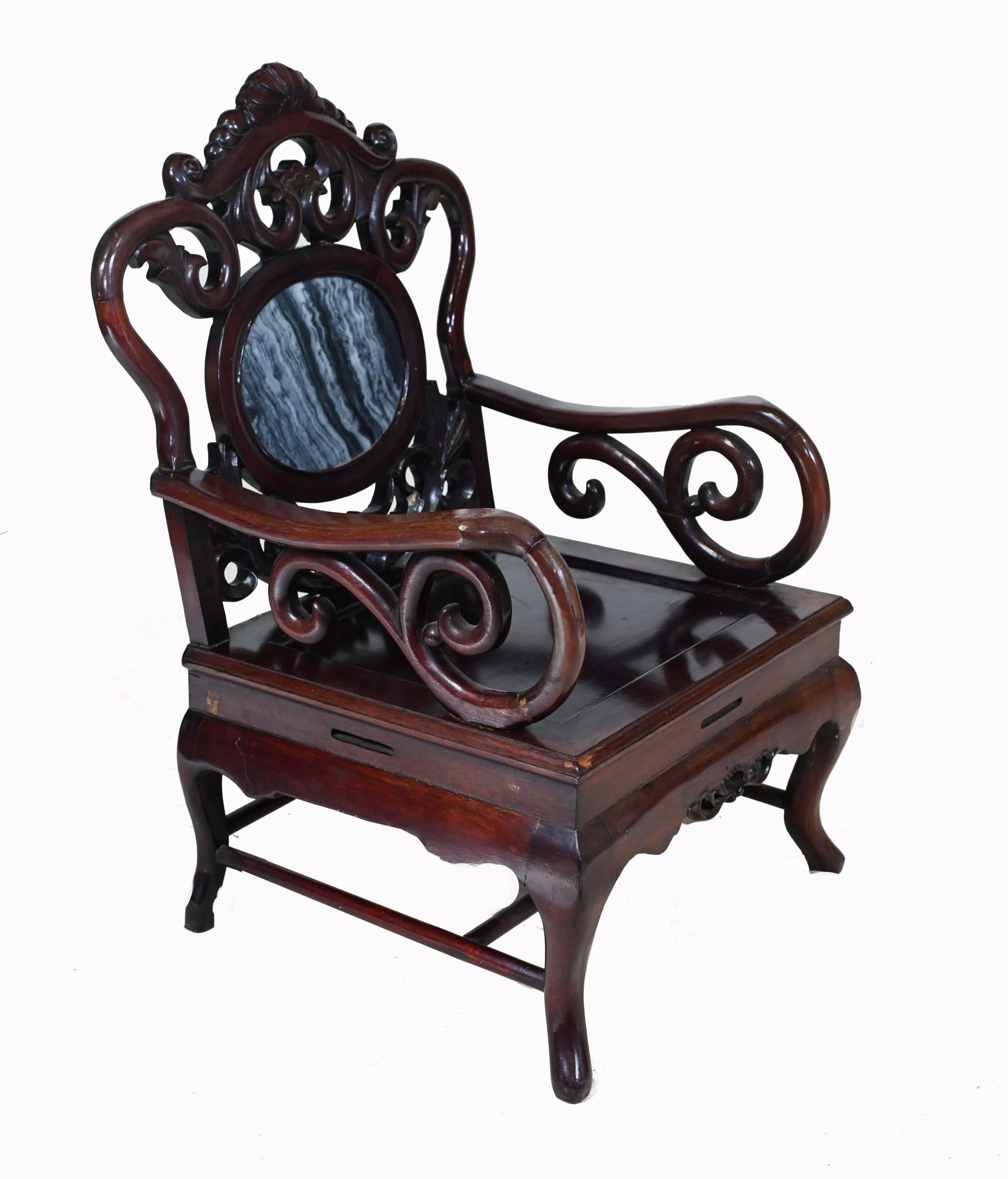 Antique Chinese Arm Chair Hardwood Carved Seating For Sale 1