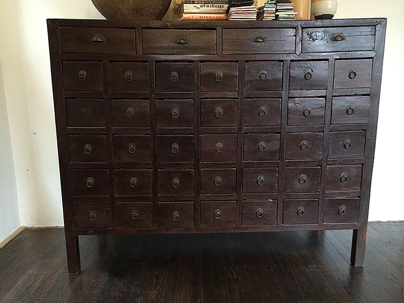 Hand-Crafted Antique Chinese Armoire, 19th Century Medicine Cabinet, Apothecary Chest