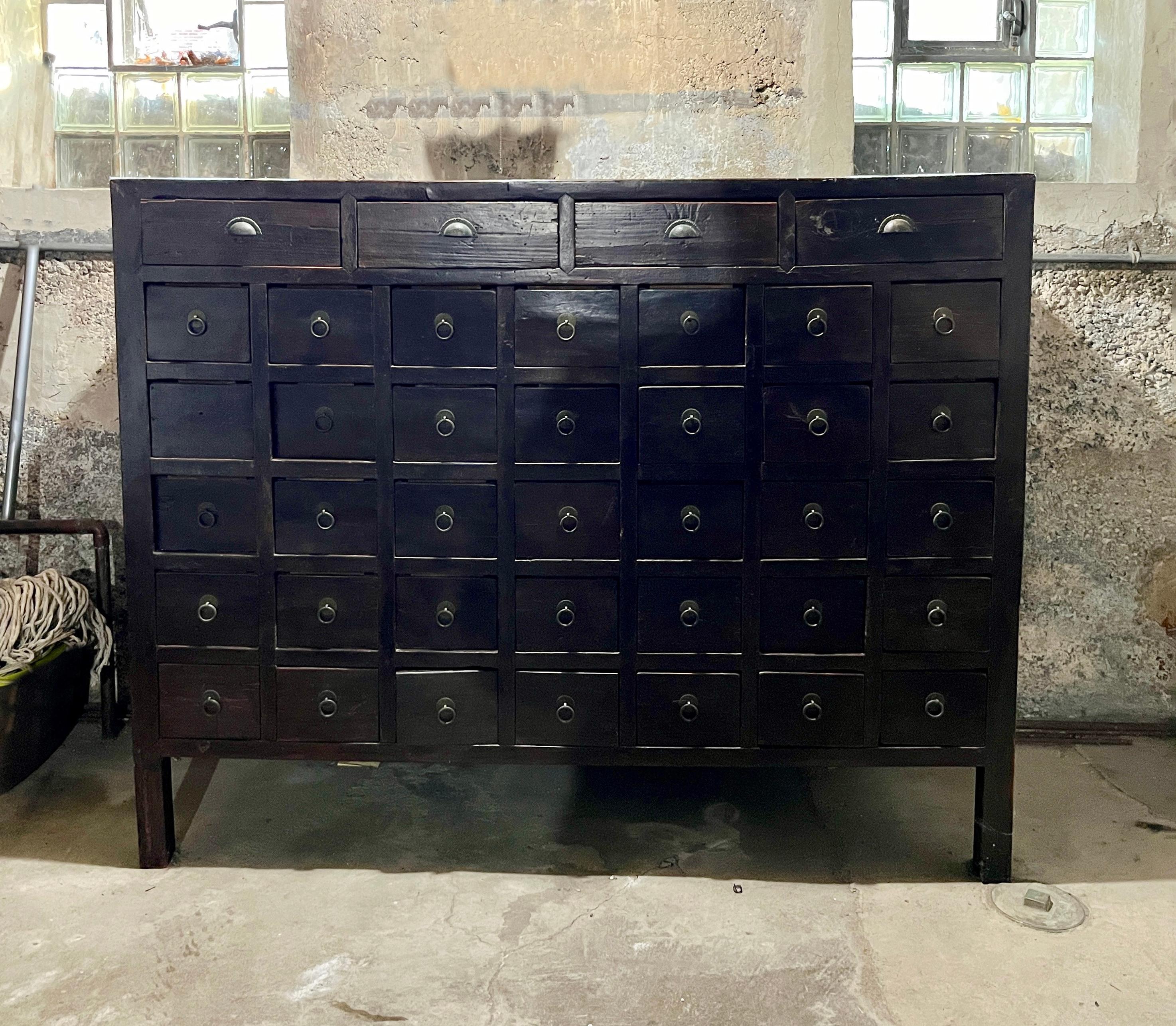 Wood Antique Chinese Armoire, 19th Century Medicine Cabinet, Apothecary Chest