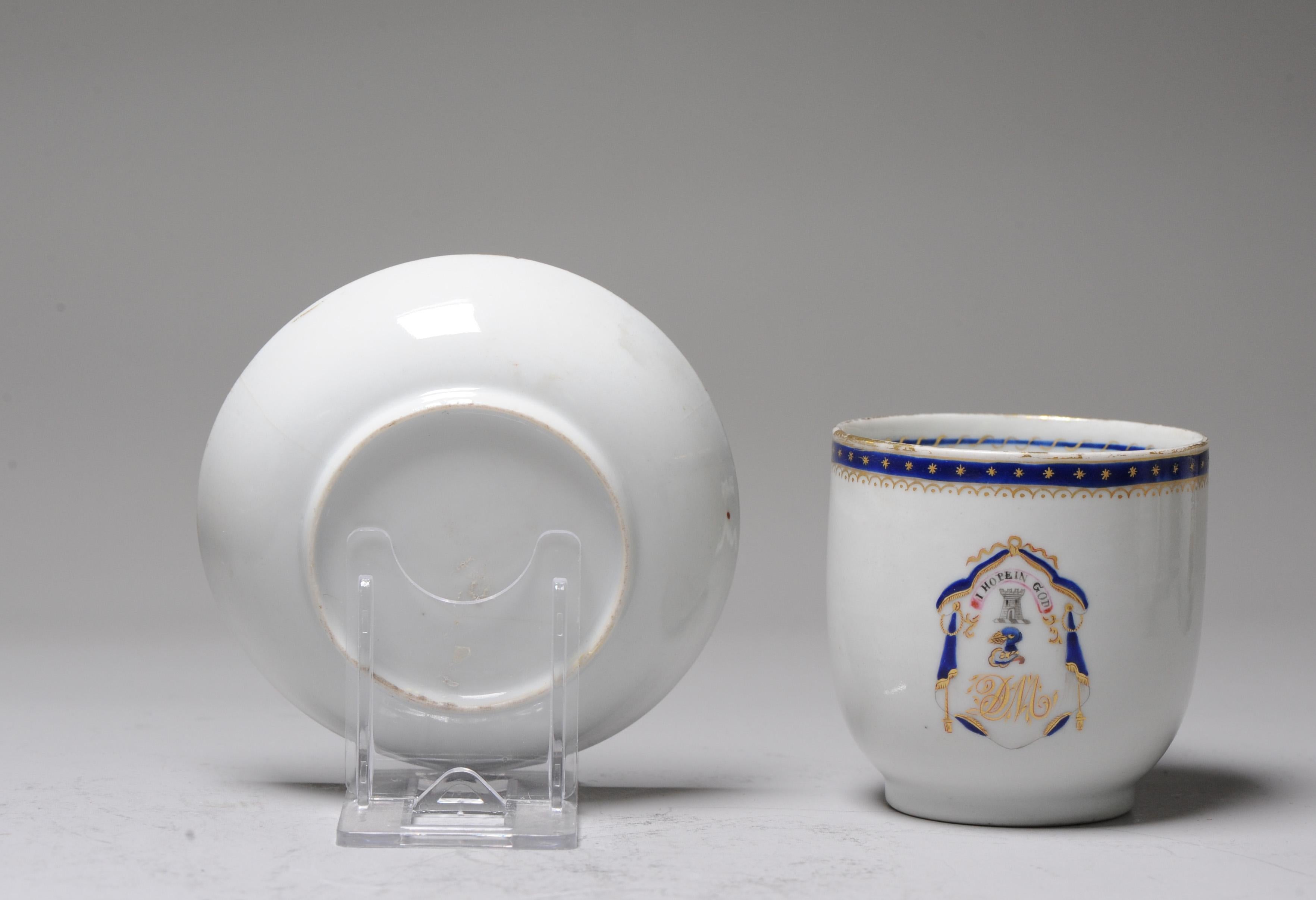 Antique Chinese Armorial Tea Bowl Porcelain Qianlong China ca 1775 For Sale 4
