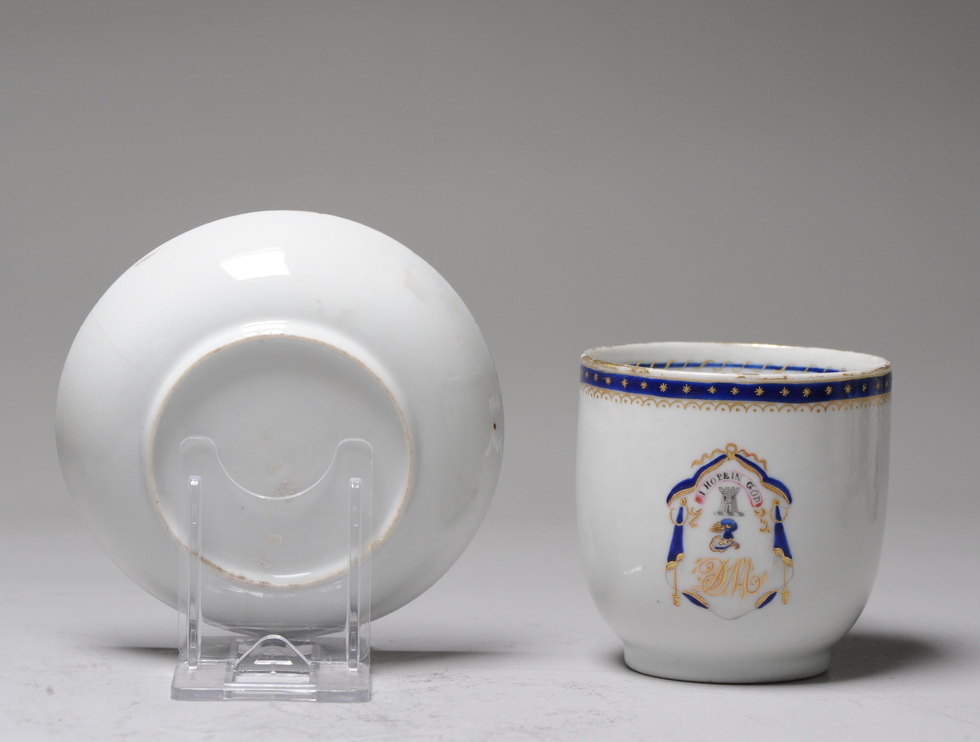 Antique Chinese Armorial Tea Bowl Porcelain Qianlong China ca 1775 For Sale 5