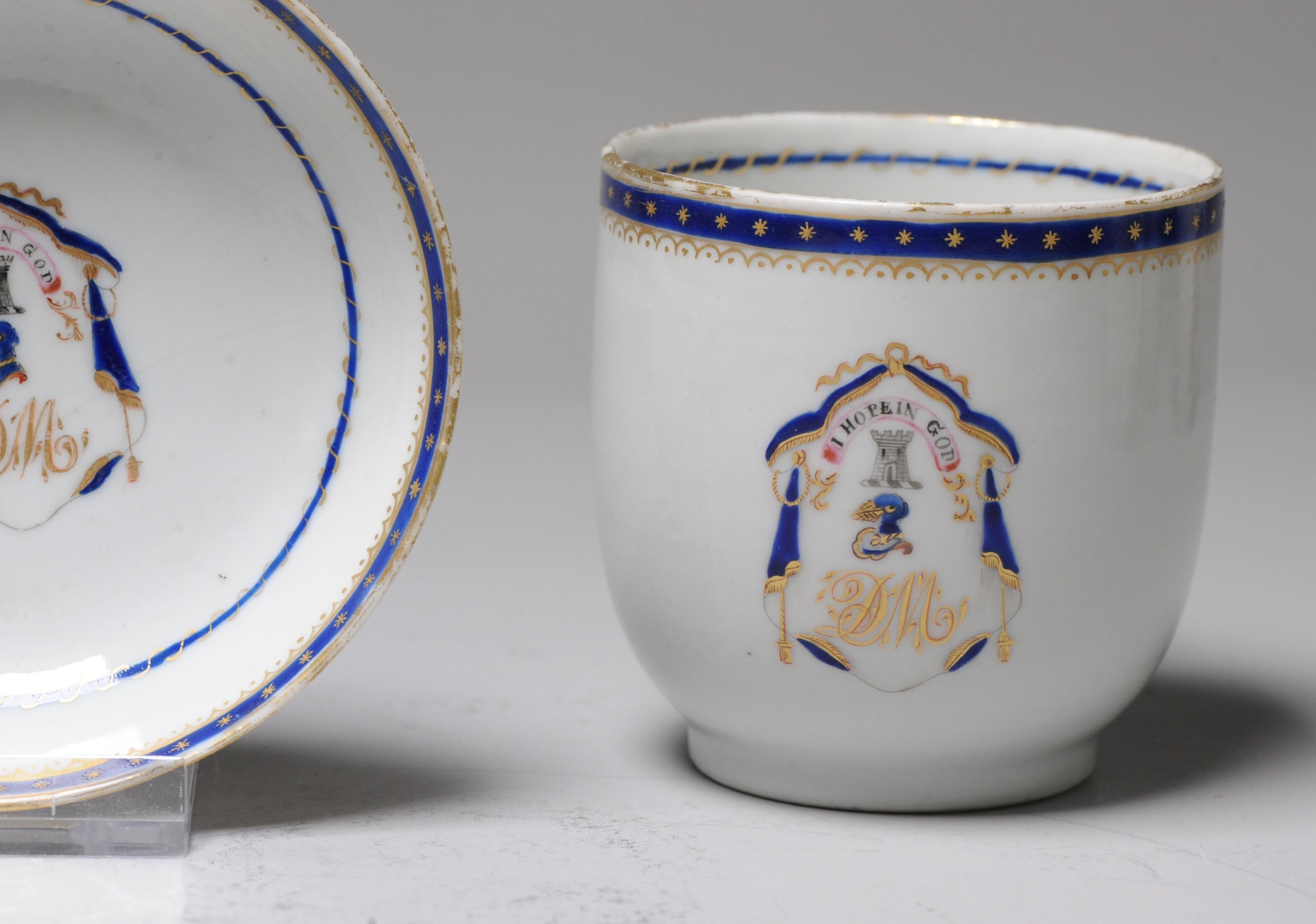 Antique Chinese Armorial Tea Bowl Porcelain Qianlong China ca 1775 For Sale 8