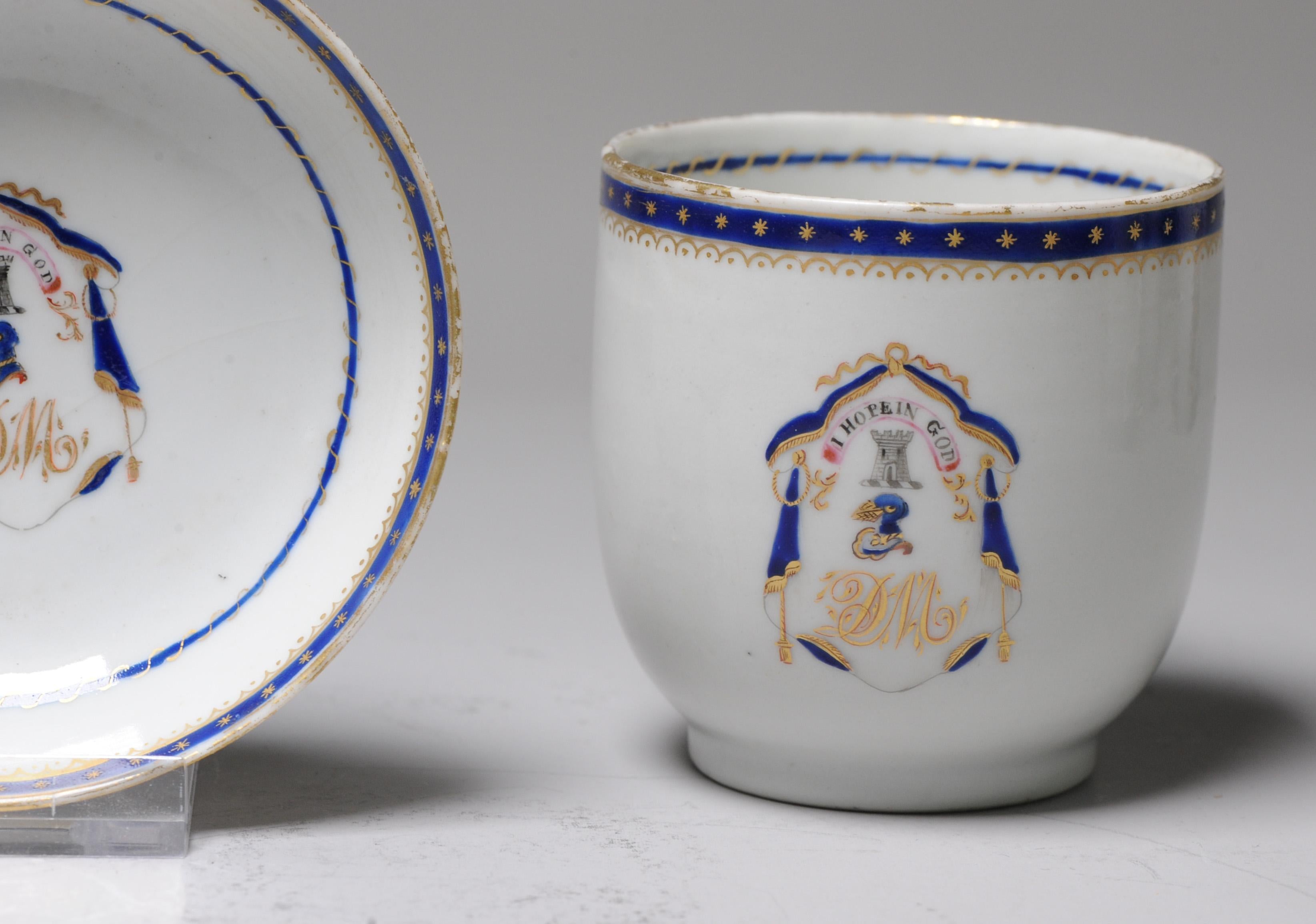 Antique Chinese Armorial Tea Bowl Porcelain Qianlong China ca 1775 For Sale 7