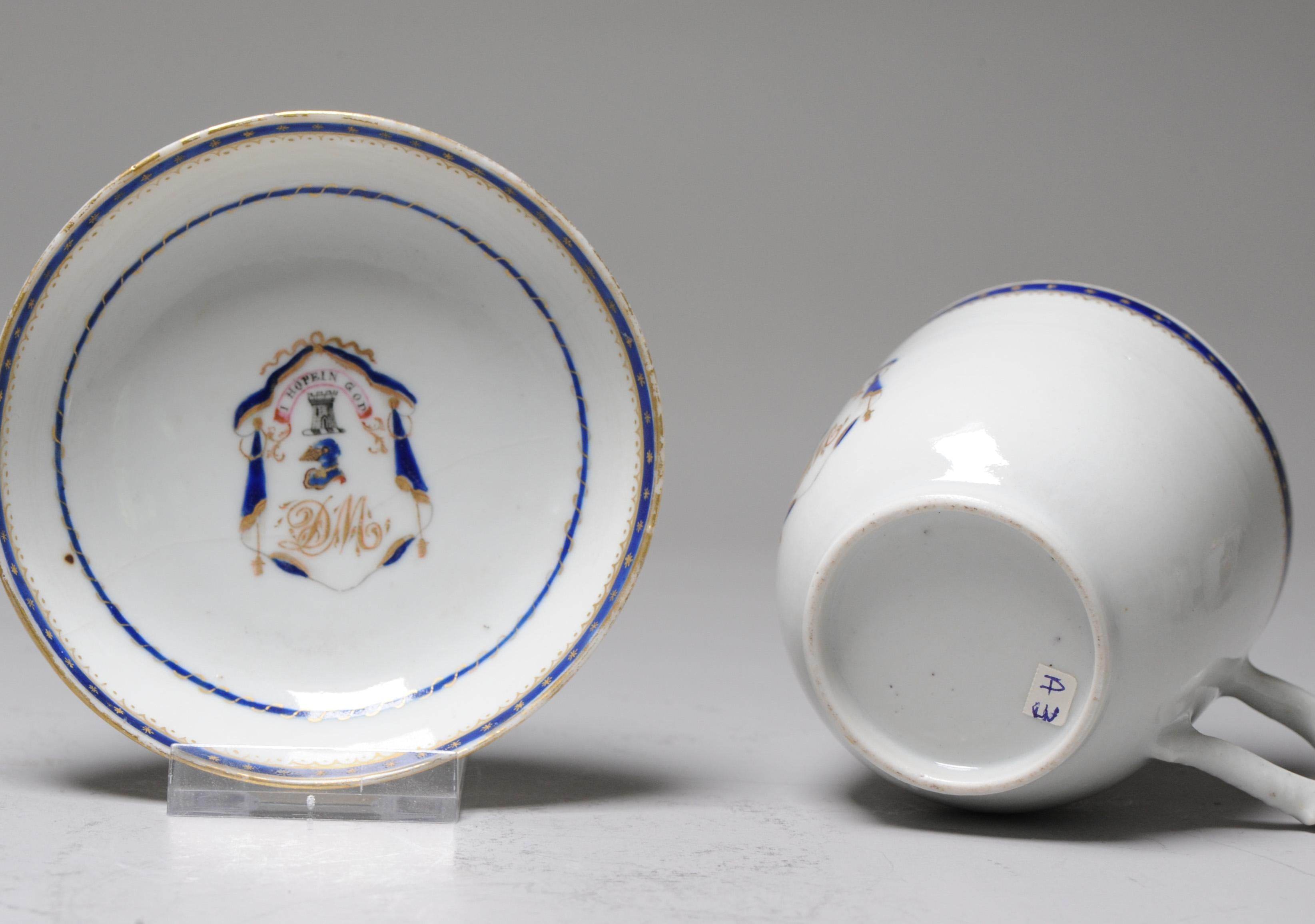 Antique Chinese Armorial Tea Bowl Porcelain Qianlong China ca 1775 For Sale 8