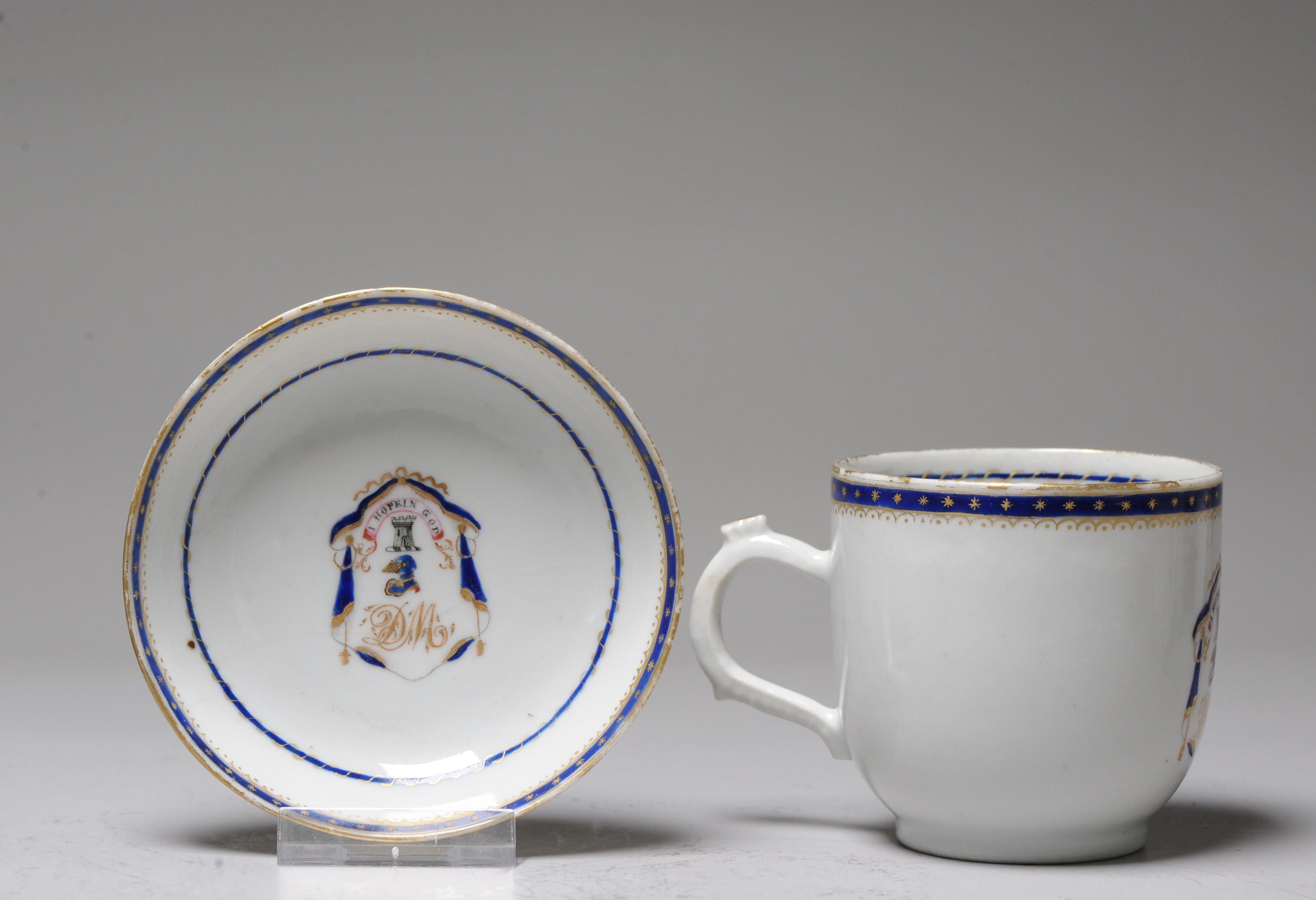 Antique Chinese Armorial Tea Bowl Porcelain Qianlong China ca 1775 For Sale 2