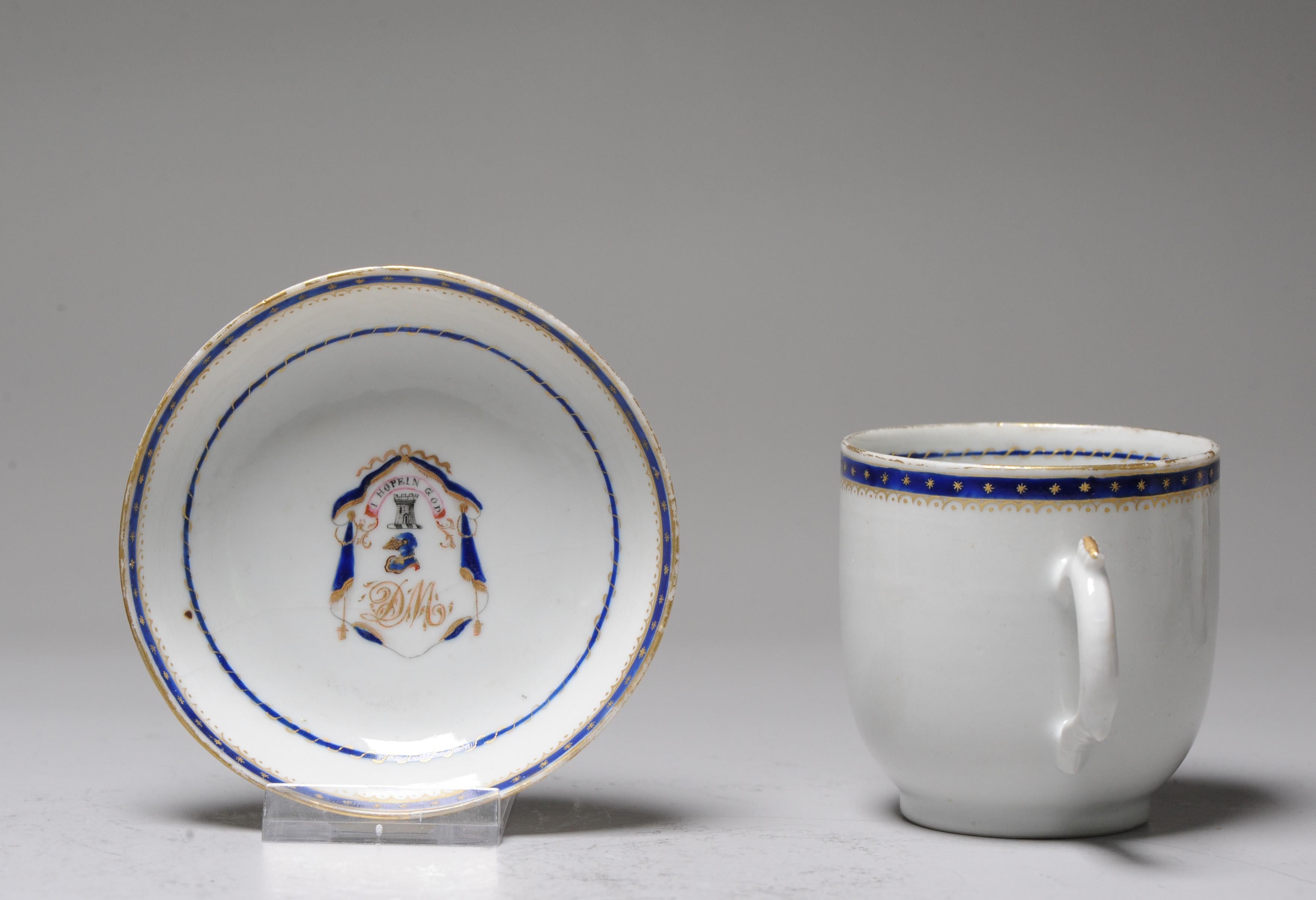 Antique Chinese Armorial Tea Bowl Porcelain Qianlong China ca 1775 For Sale 3