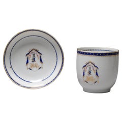 Antique Chinese Armorial Tea Bowl Porcelain Qianlong China ca 1775