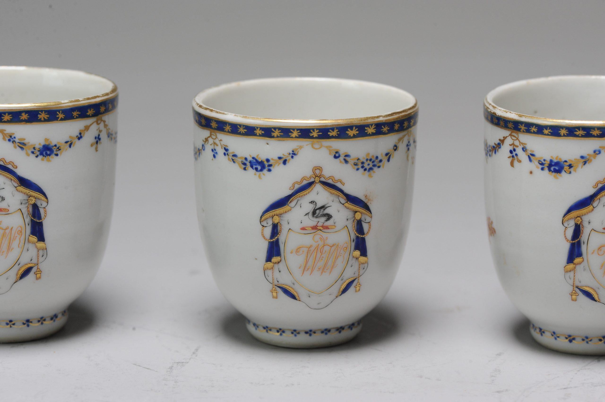 Antique Chinese Armorial WW Family Tea Set Porcelain Qianlong, 18th C, China For Sale 5