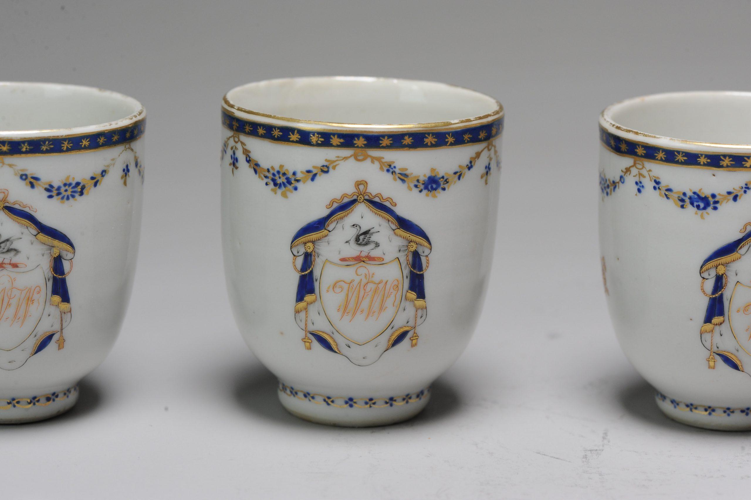 Antique Chinese Armorial WW Family Tea Set Porcelain Qianlong, 18th C, China For Sale 7