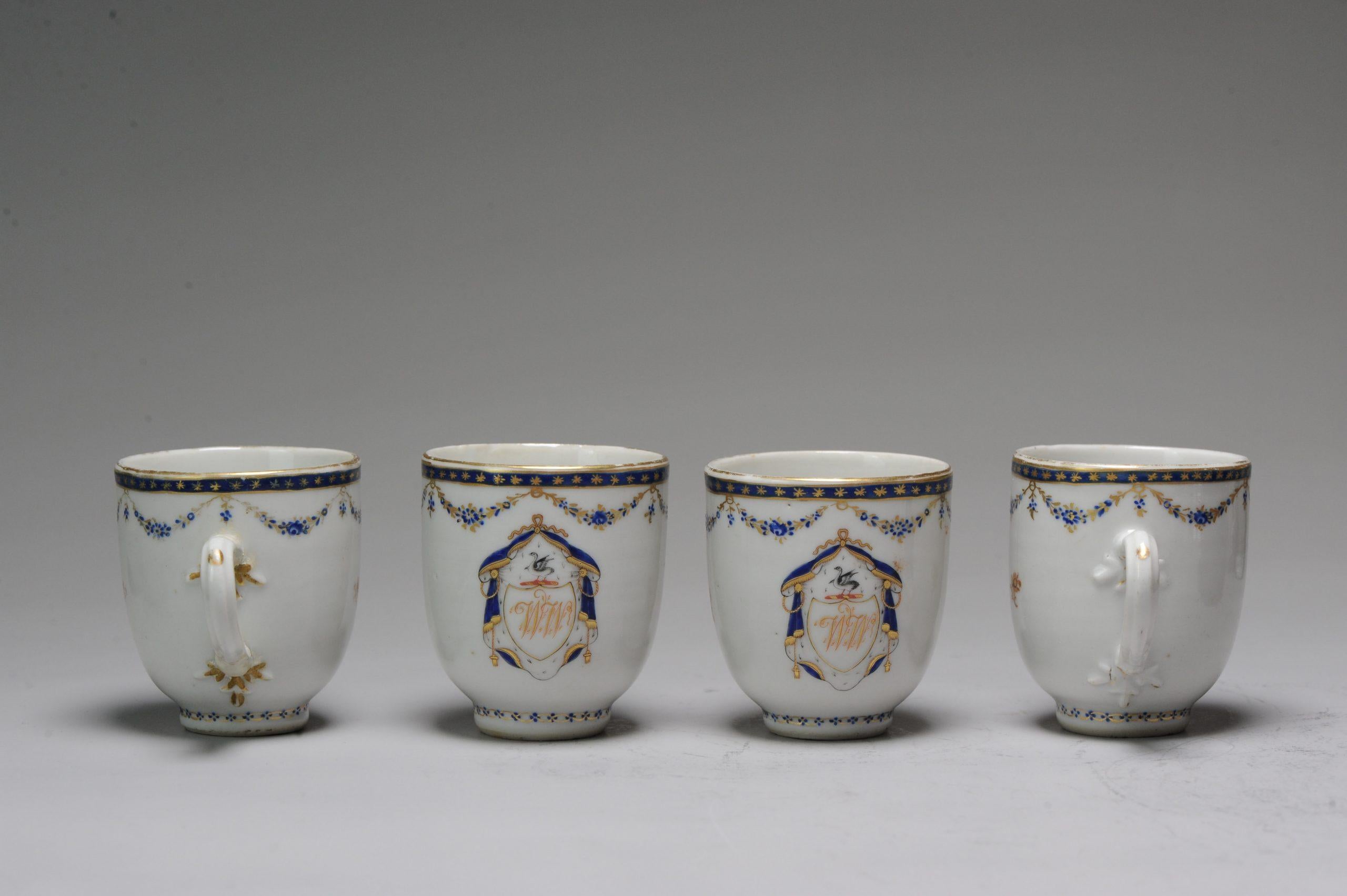 Antique Chinese Armorial WW Family Tea Set Porcelain Qianlong, 18th C, China In Good Condition For Sale In Amsterdam, Noord Holland