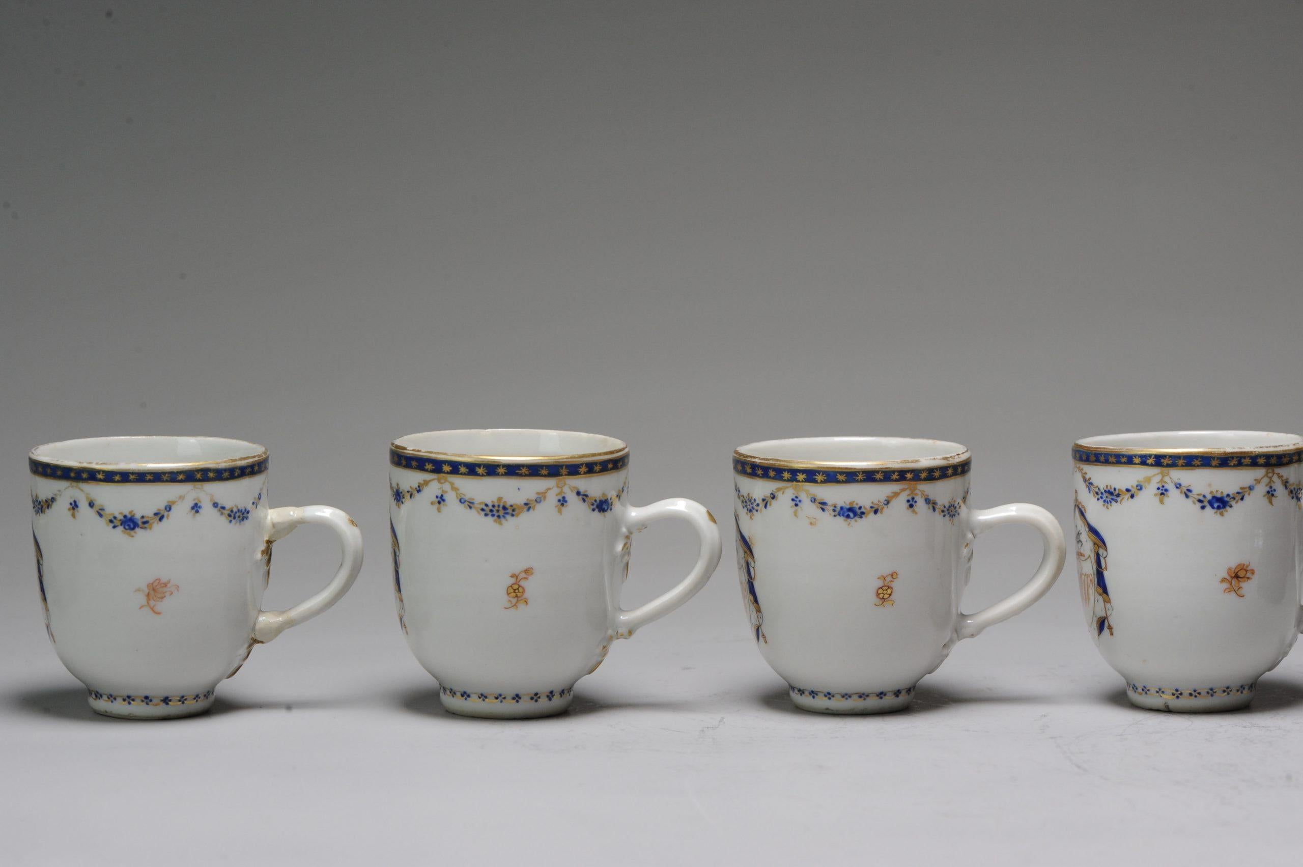 18th Century and Earlier Antique Chinese Armorial WW Family Tea Set Porcelain Qianlong, 18th C, China For Sale