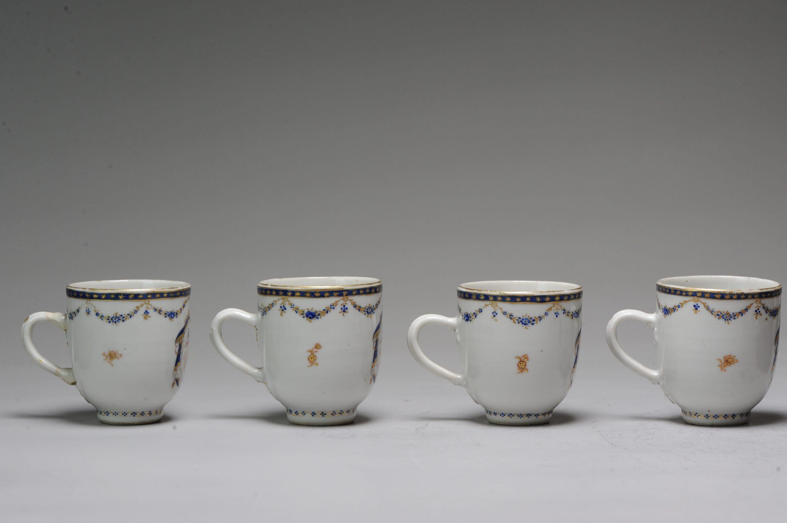 Antique Chinese Armorial WW Family Tea Set Porcelain Qianlong, 18th C, China For Sale 2
