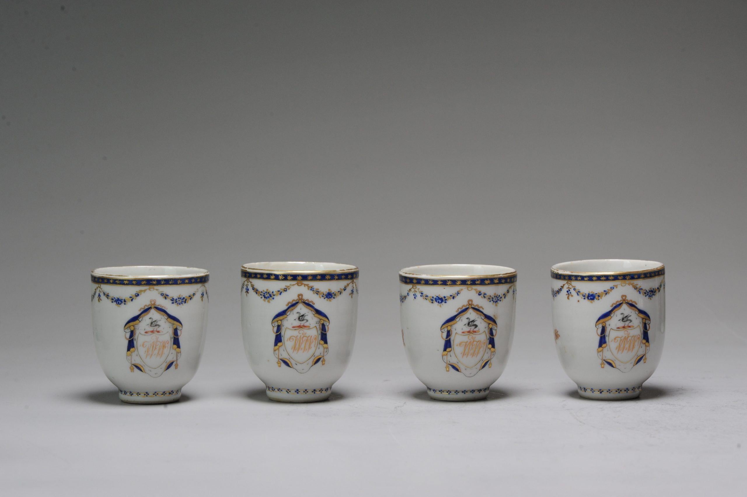 Antique Chinese Armorial WW Family Tea Set Porcelain Qianlong, 18th C, China For Sale 4