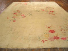 Fabulous Ivory Color With Delicate Flower Design Antique Chinese Art Deco Rug