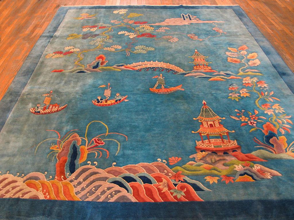 Chinese Art Deco Carpet with Scenic Design
9' x 11'9