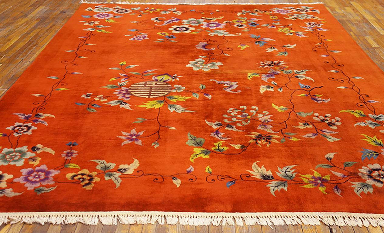 Hand-Knotted 1920s Chinese Art Deco Carpet ( 9' x 11' 6