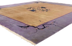 Antique Chinese Art Deco Baotou Rug with Scholar Pictorial