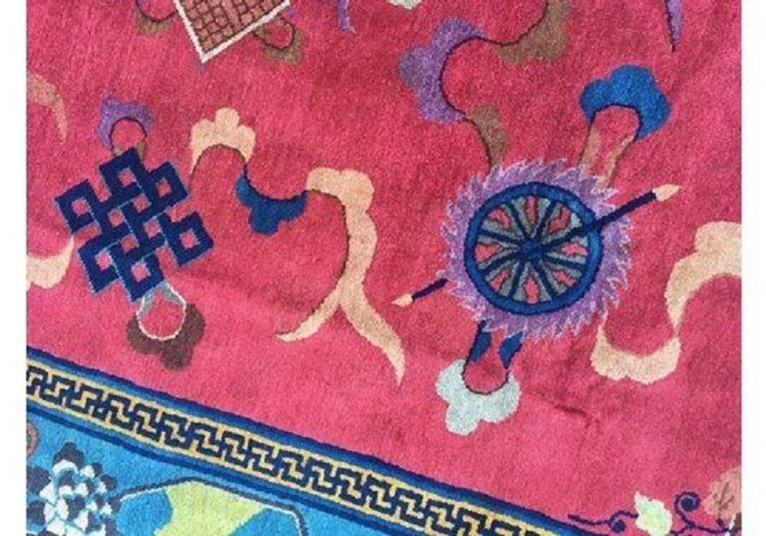 Antique Chinese Art Deco Carpet 3.02m X 2.16m For Sale 6