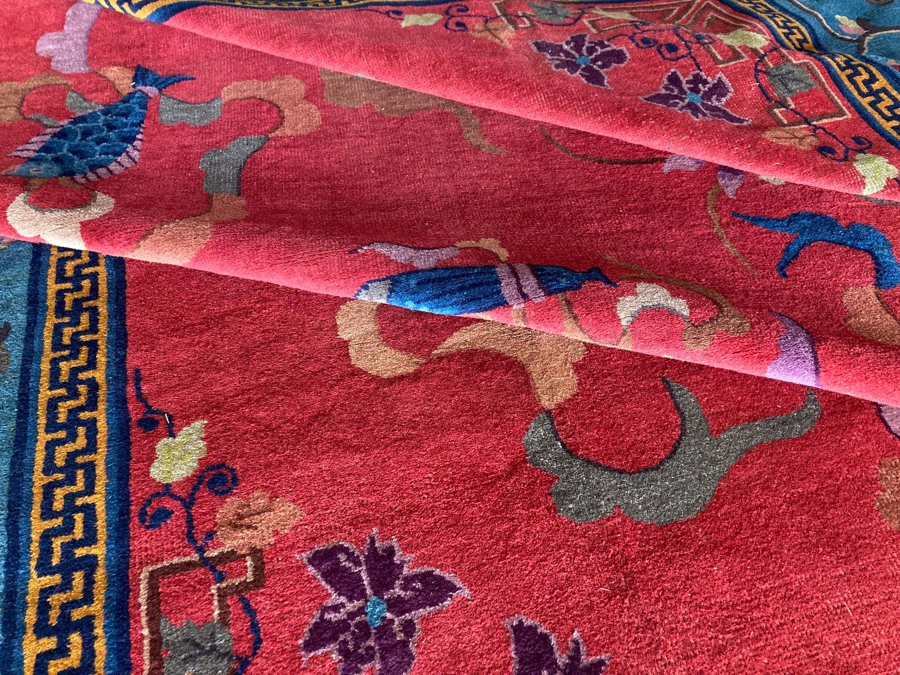 Antique Chinese Art Deco Carpet 3.02m X 2.16m For Sale 7