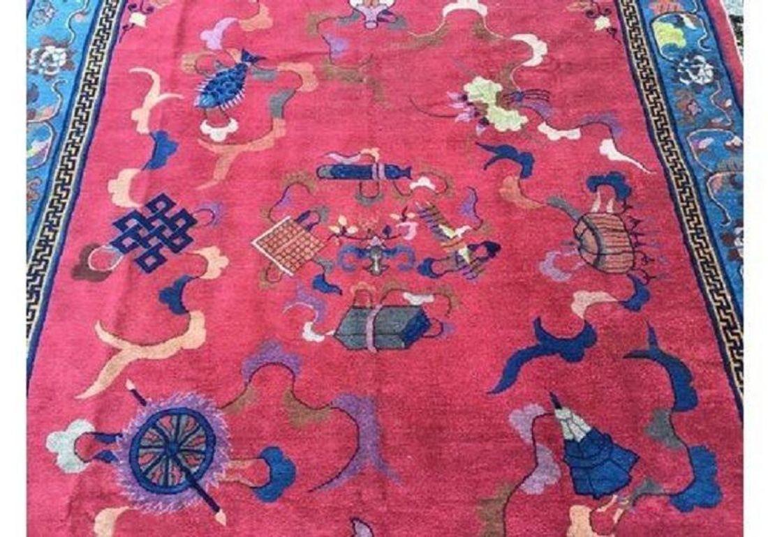 Antique Chinese Art Deco Carpet 3.02m X 2.16m For Sale 1