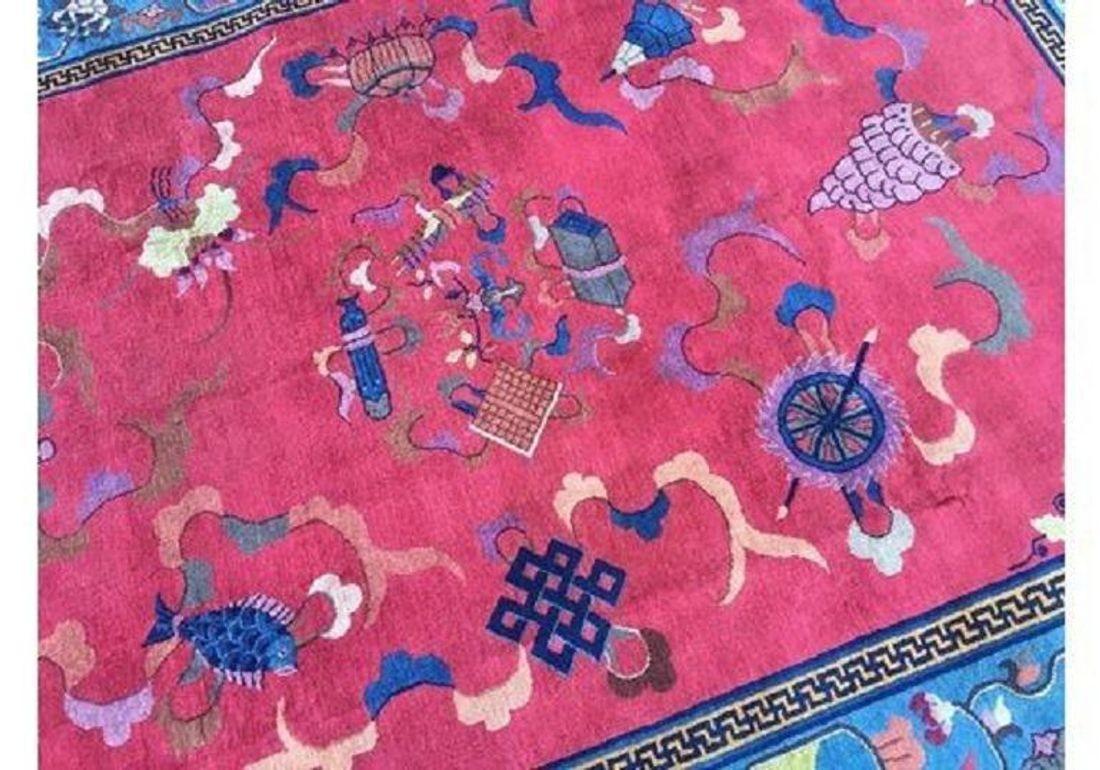 Alfombra antigua china Art Decó 3,02m X 2,16m en venta 3