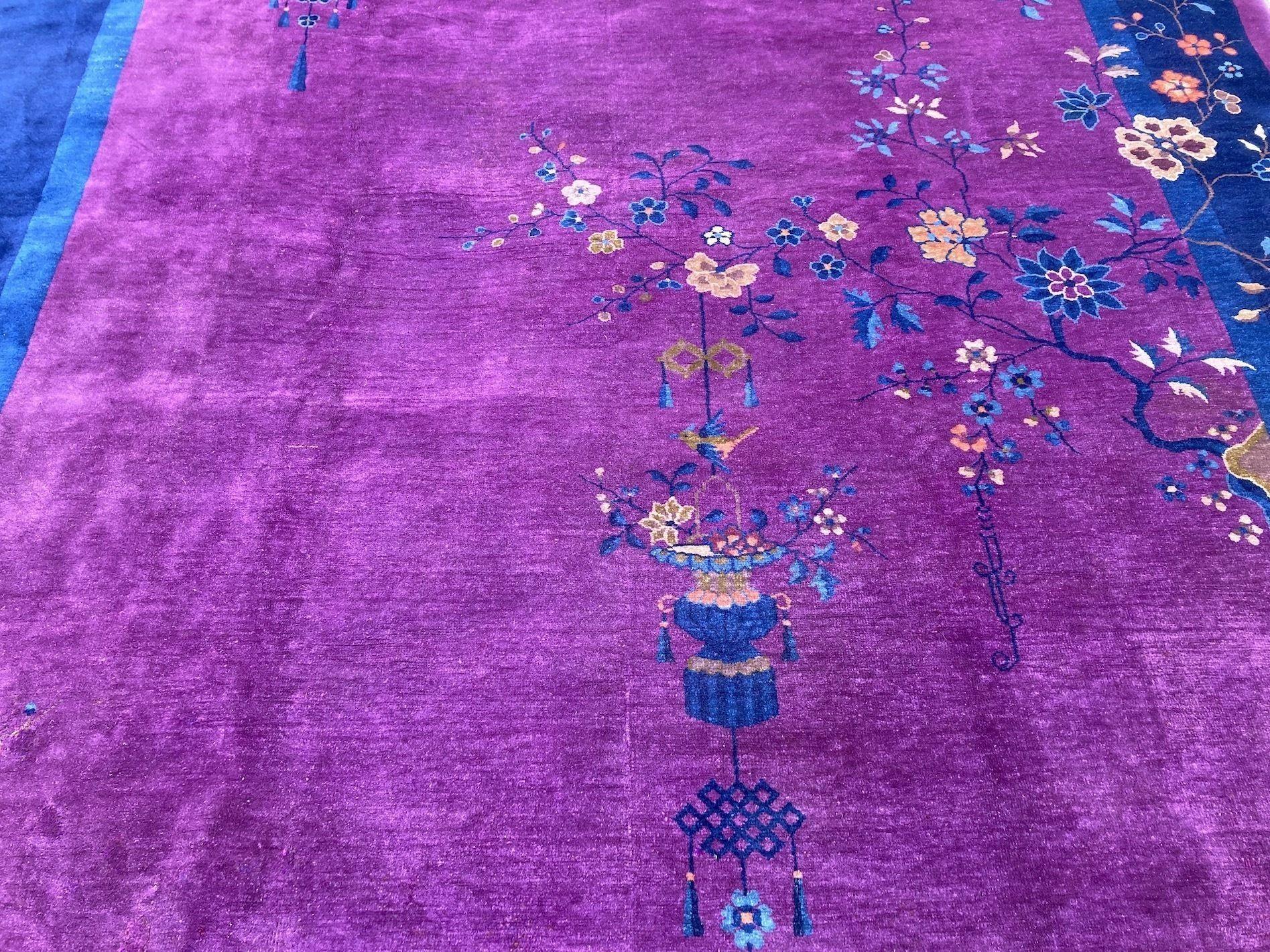 Wool Antique Chinese Art Deco Carpet
