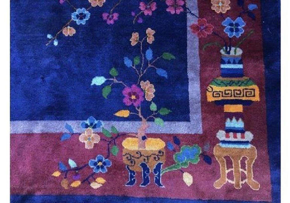 Antique Chinese Art Deco Carpet In Good Condition In St. Albans, GB
