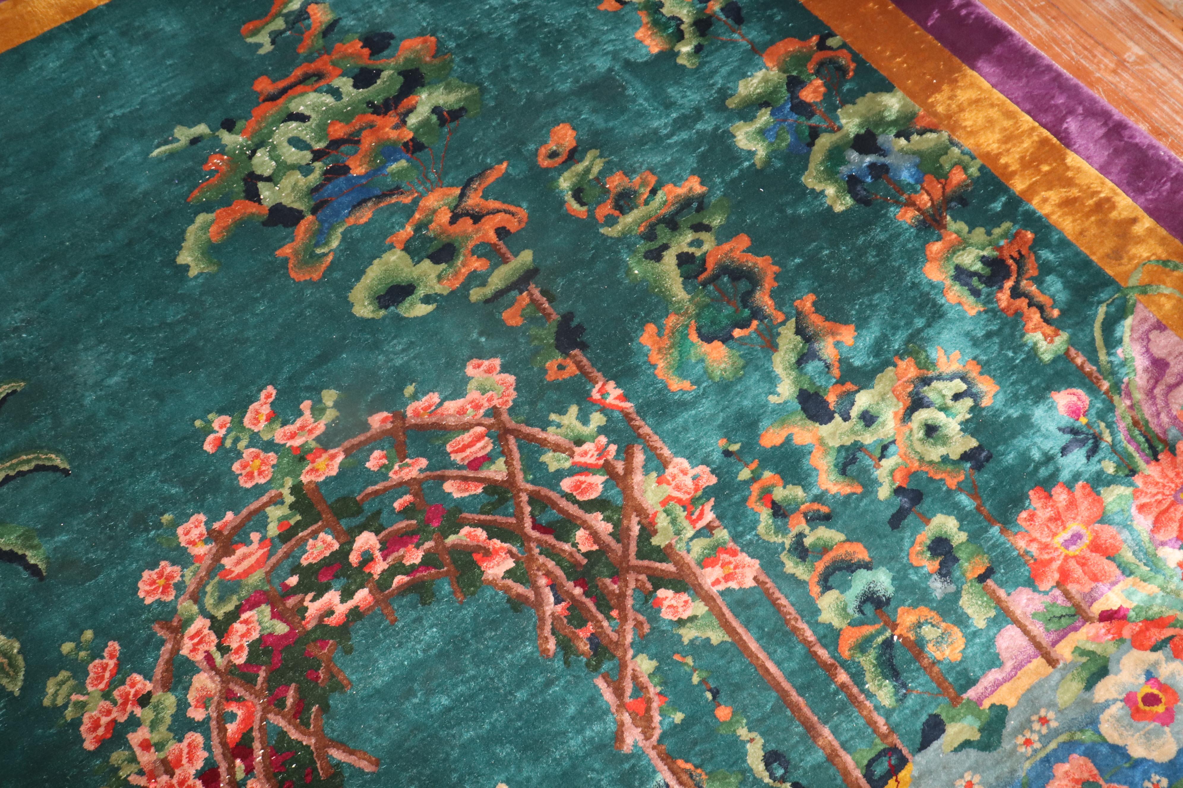 Glamorous Antique Chinese Art Deco Carpet For Sale 3