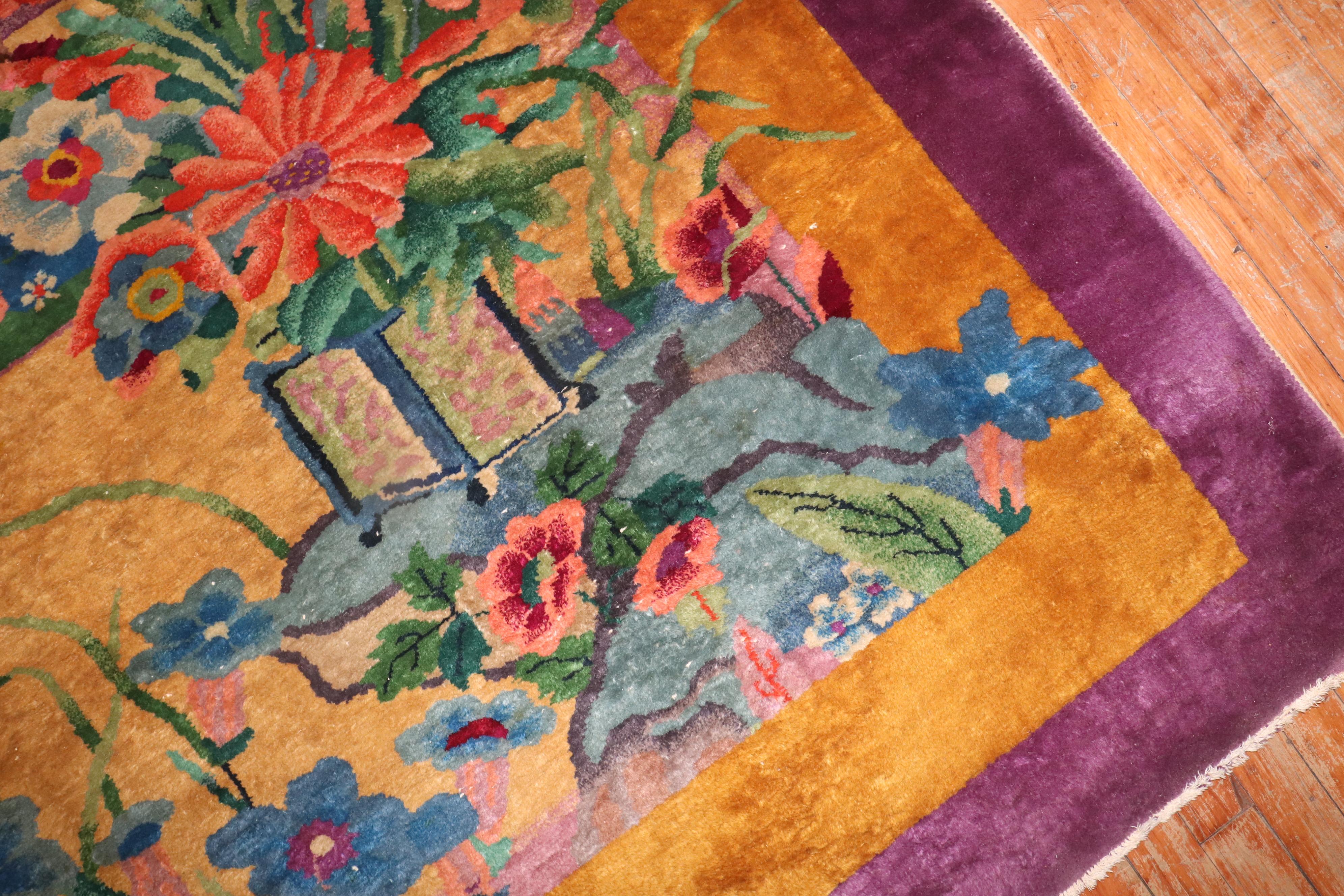 Glamorous Antique Chinese Art Deco Carpet In Good Condition For Sale In New York, NY