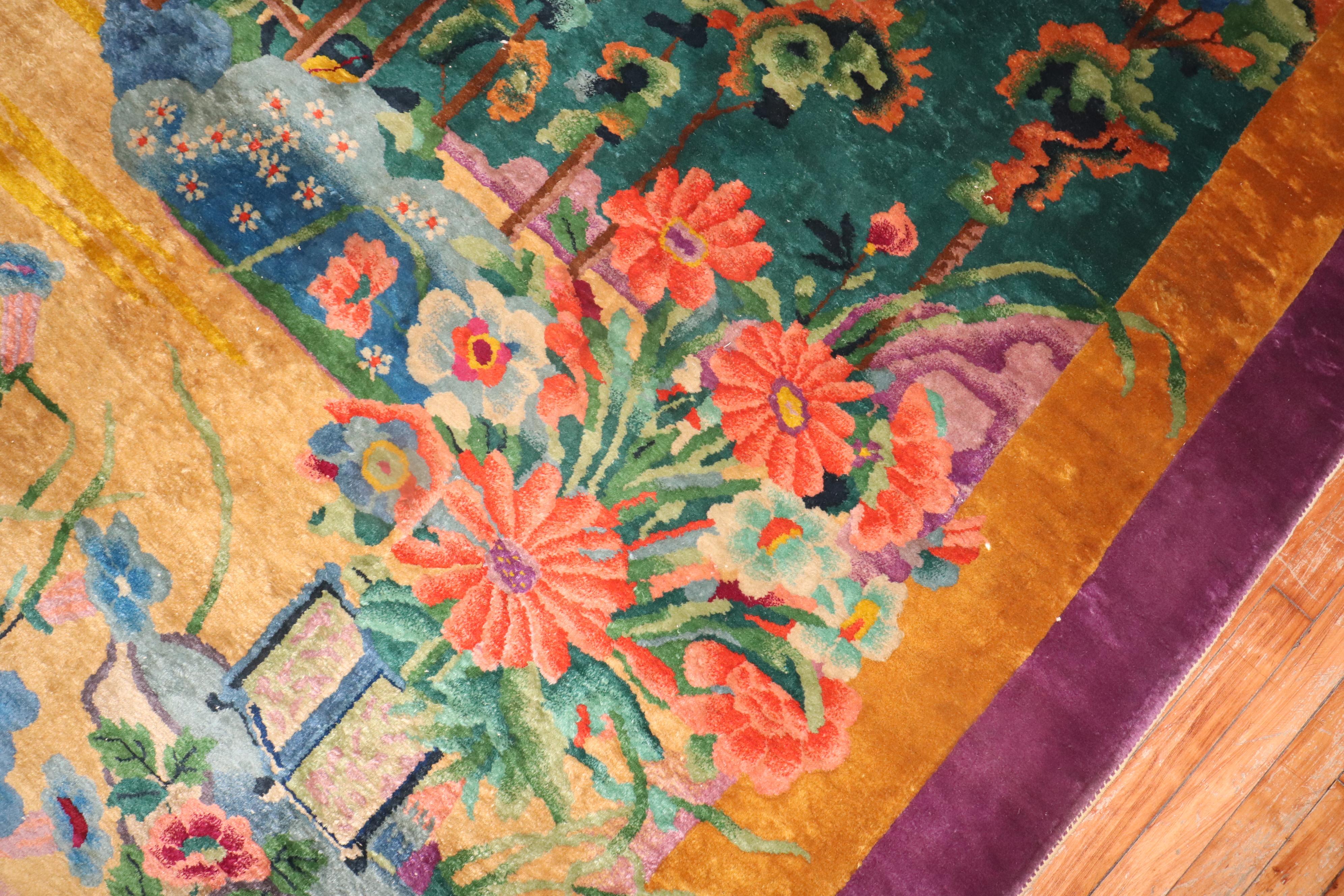 Antiker chinesischer Art-Déco-Teppich im Zustand „Gut“ im Angebot in New York, NY