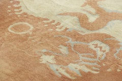 Antique Chinese Art Deco Dragon Rug in Terracotta and Beige Pictorials