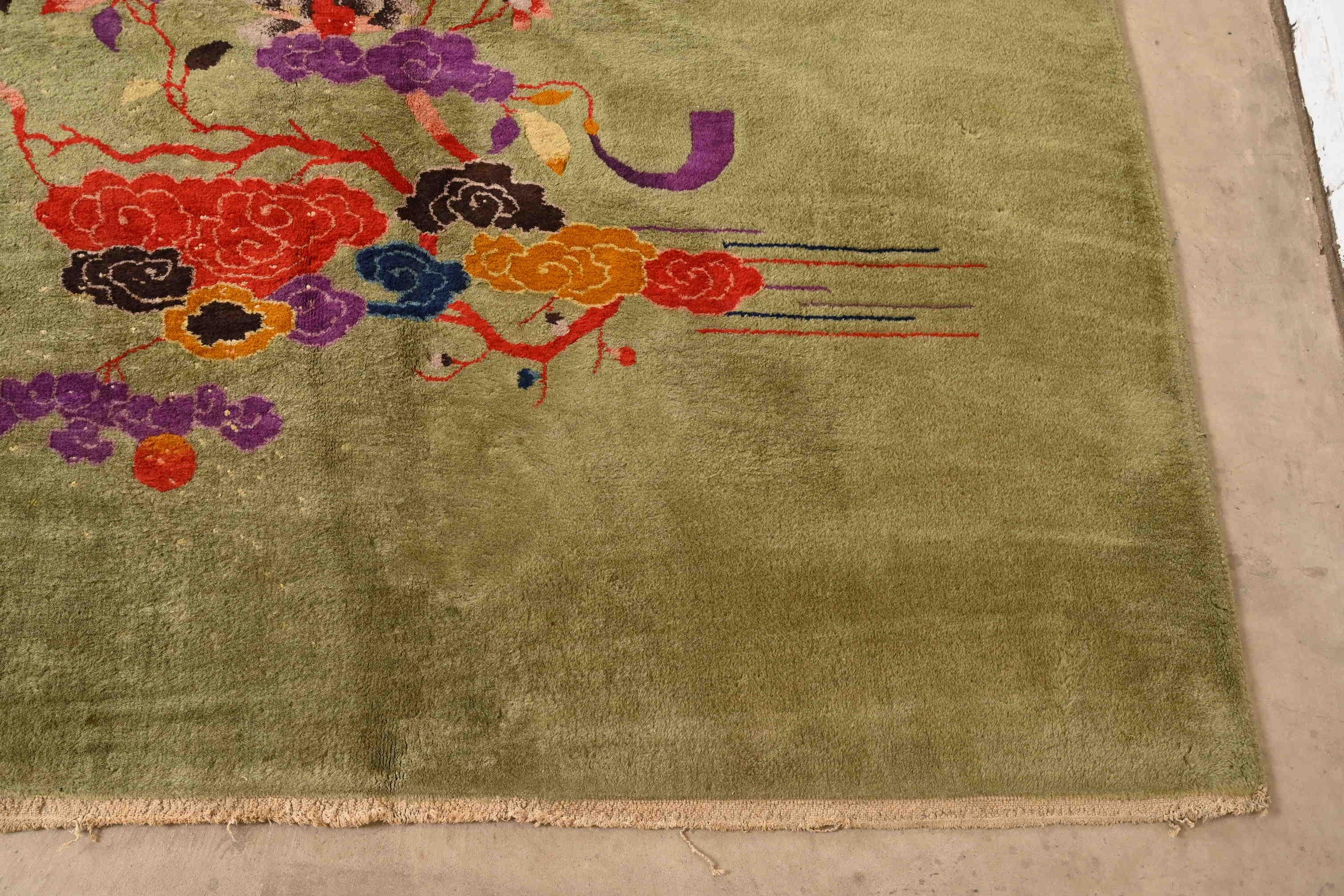 Antique Chinese Art Deco Hand-Knotted Room Size Wool Rug, Circa 1930s 7