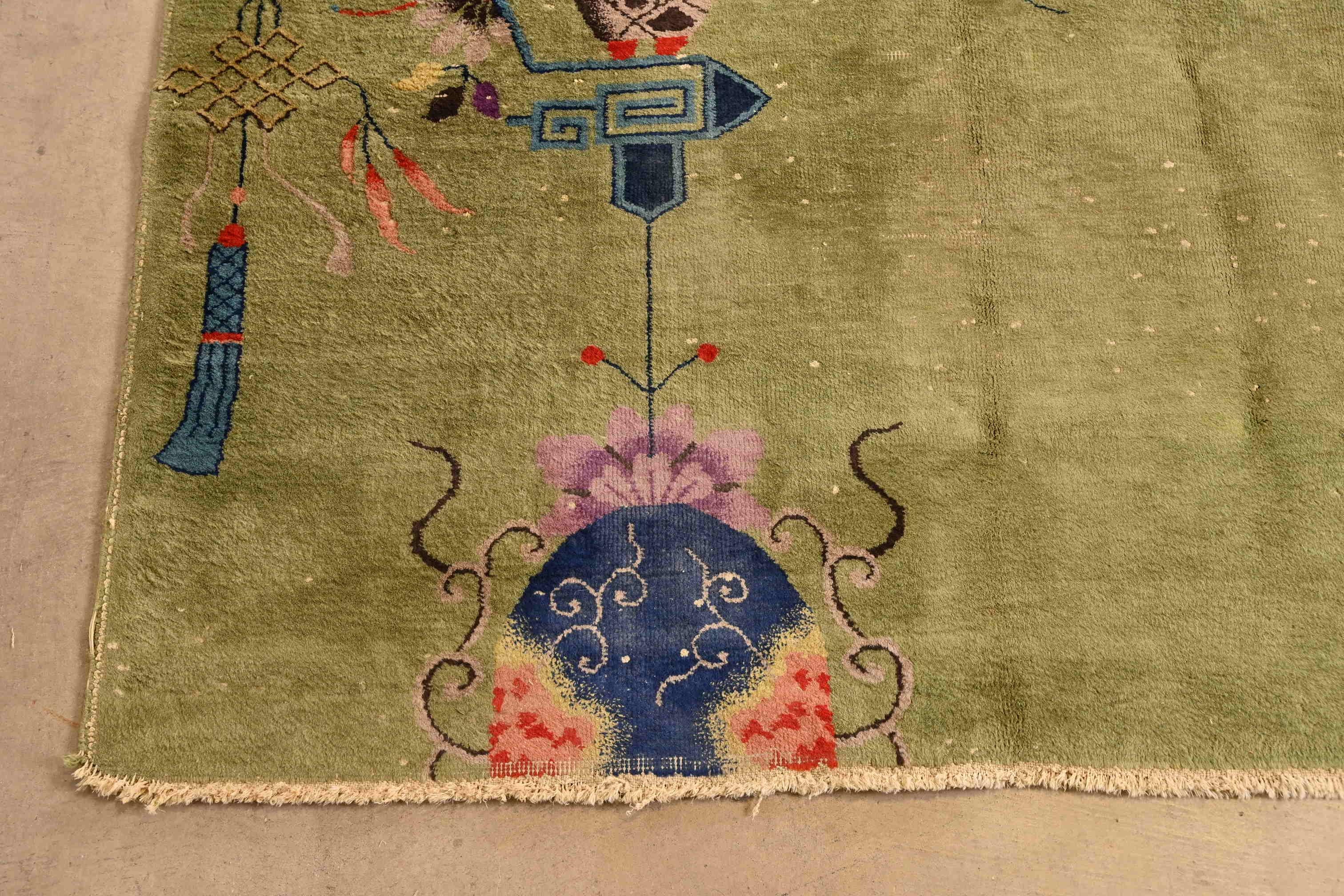 Antique Chinese Art Deco Hand-Knotted Room Size Wool Rug, Circa 1930s 9